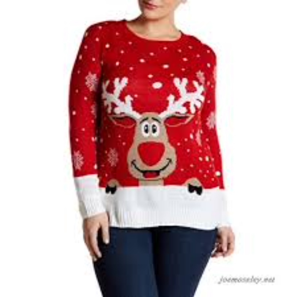 Women's Plus Light Up Rudolph Holiday Sweater